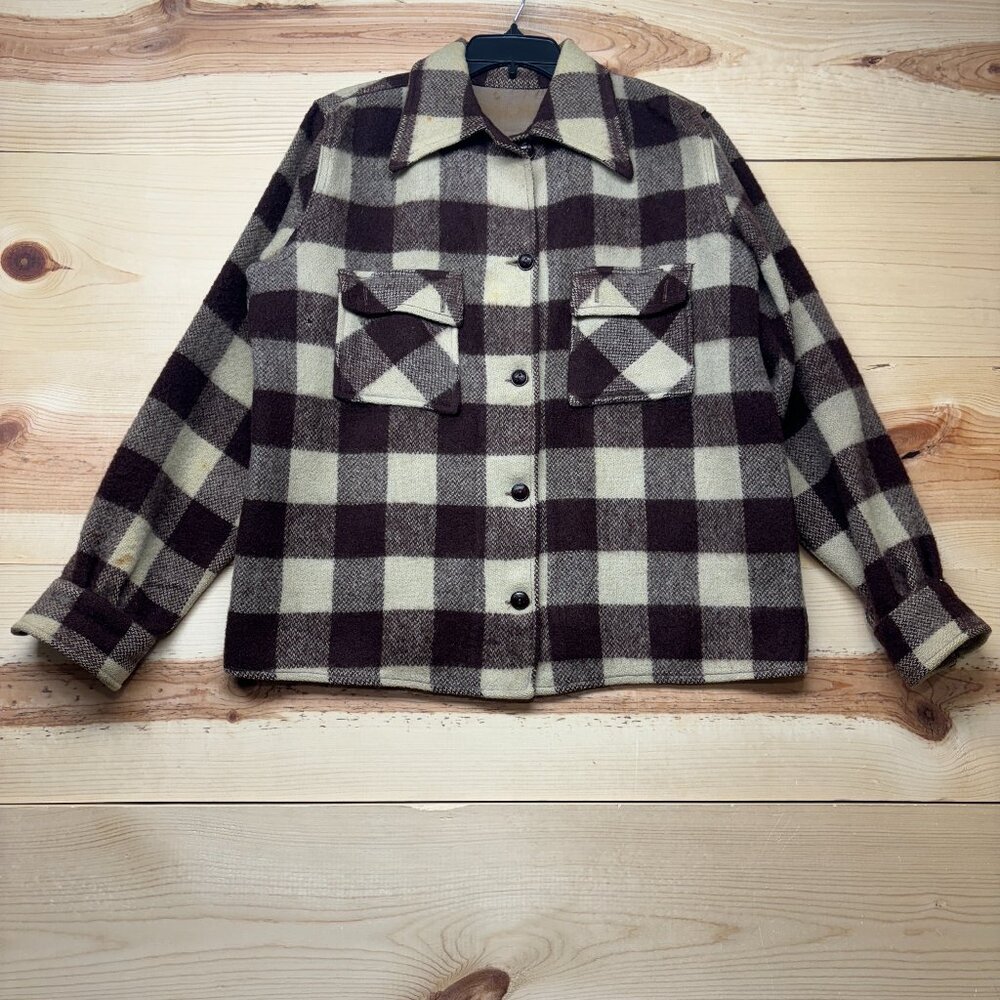 Vintage Weather Master Jacket Women Large Brown Wool Minnesota Woolen Co 50s 60s